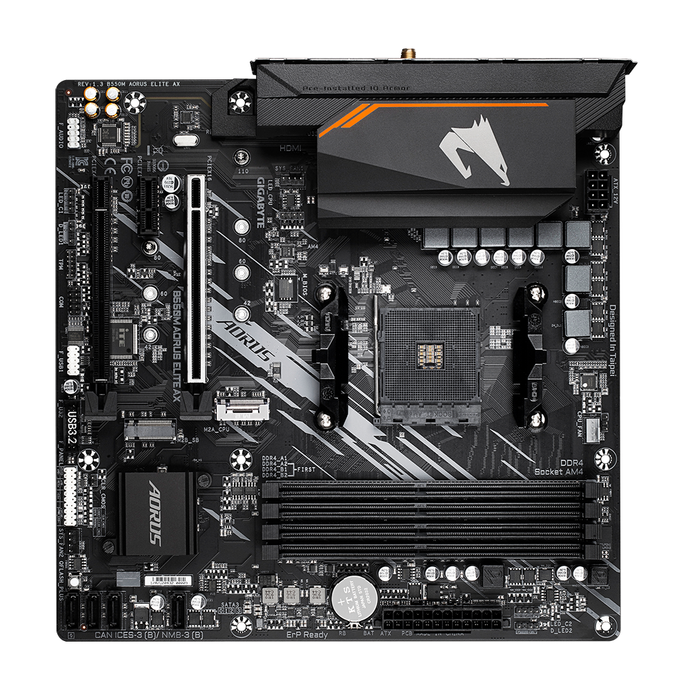 Gigabyte B550M AORUS ELITE AX AM4 DDR4 WIFI DVI HDMI M-Atx