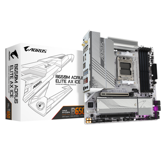 Gigabyte B650M A ELITE AX ICE ATX AM5 WIFI BT PCIE5.0 White
