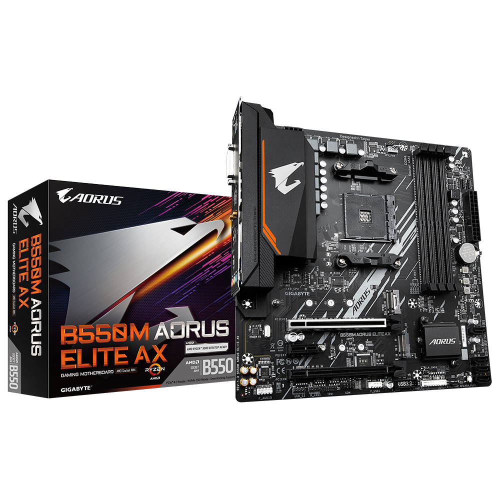 Gigabyte B550M AORUS ELITE AX AM4 DDR4 WIFI DVI HDMI M-Atx