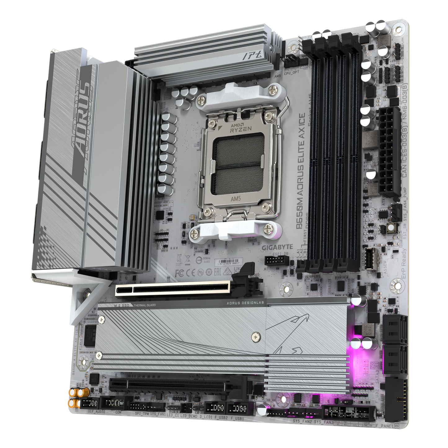 Gigabyte B650M A ELITE AX ICE ATX AM5 WIFI BT PCIE5.0 White